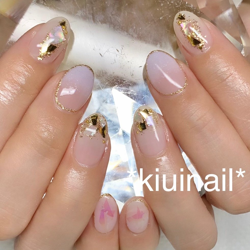 ハンド ニュアンス ショート ベージュ パープル Kiuinailのネイルデザイン No ネイルブック