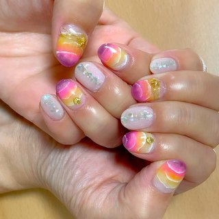 人気順｜グラデーション/シェル/#サンセットビーチのネイルデザイン