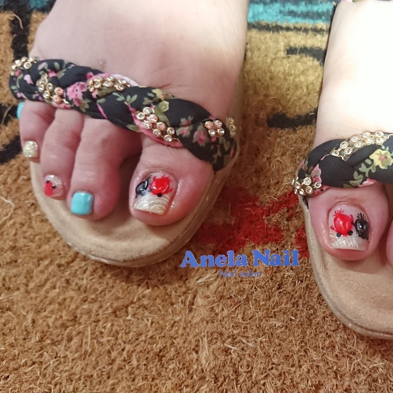 夏 海 浴衣 フット ワンカラー Anelanailのネイルデザイン No ネイルブック