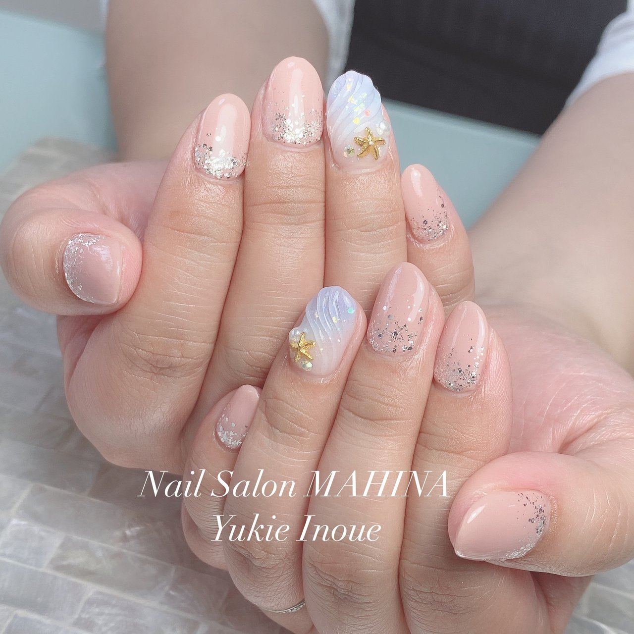 夏 海 リゾート 浴衣 人魚の鱗 Nailsalonmahinaのネイルデザイン No ネイルブック