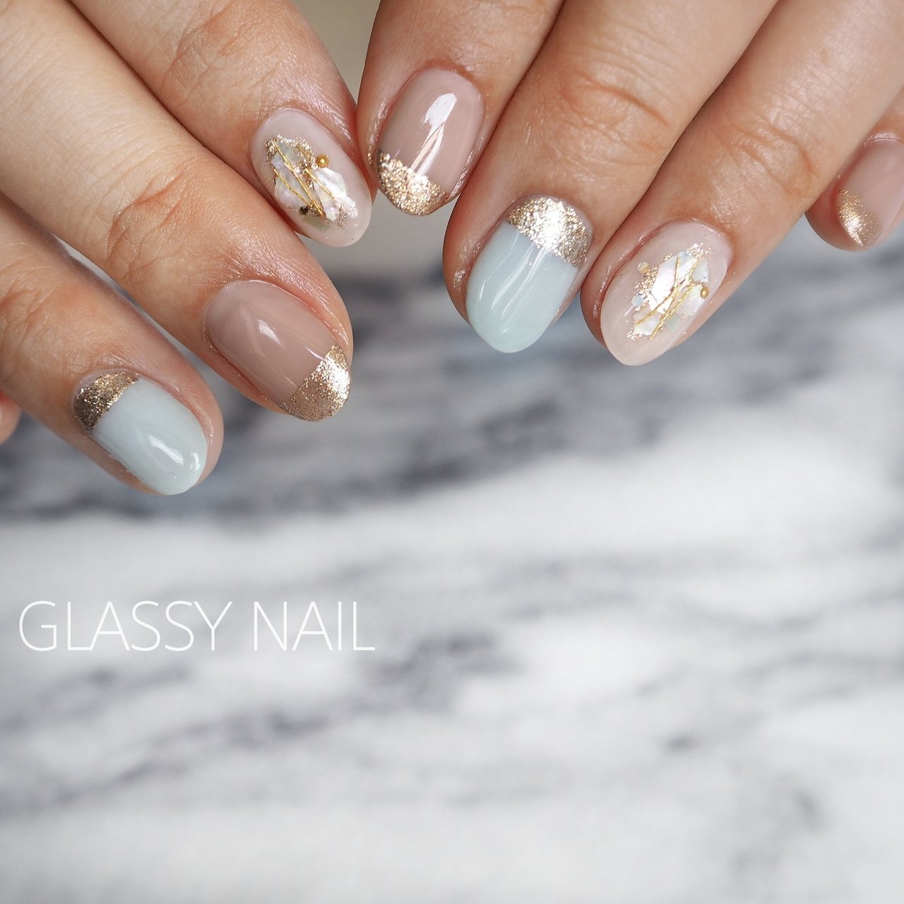 夏 海 リゾート オフィス ハンド Glassy Nailのネイルデザイン No ネイルブック