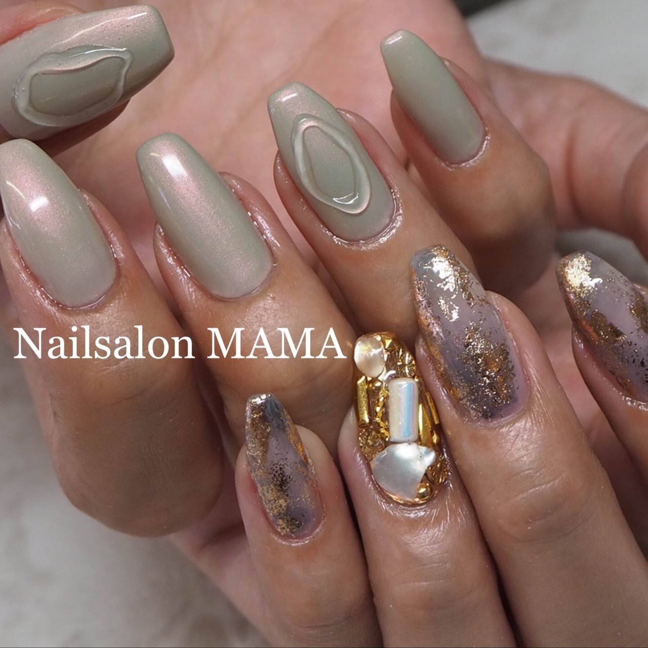 オールシーズン オフィス パーティー ハンド シンプル Nailsalon Mamaのネイルデザイン No ネイルブック