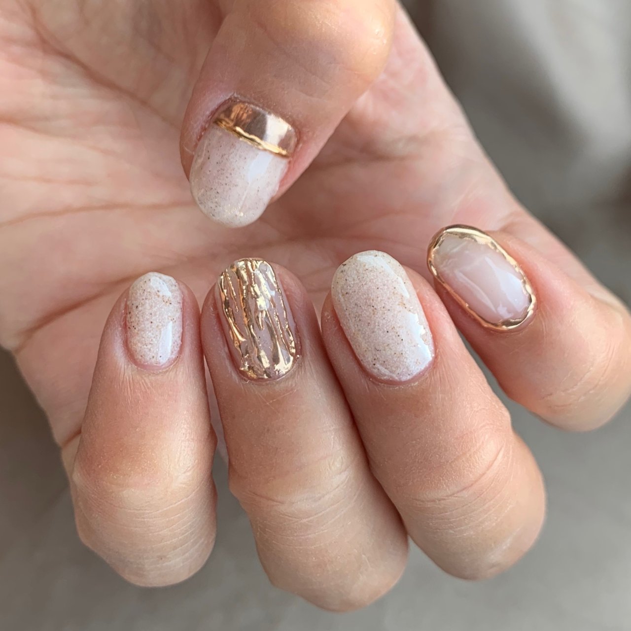 夏 秋 ハンド ストライプ 大理石 Muu Nailのネイルデザイン No ネイルブック