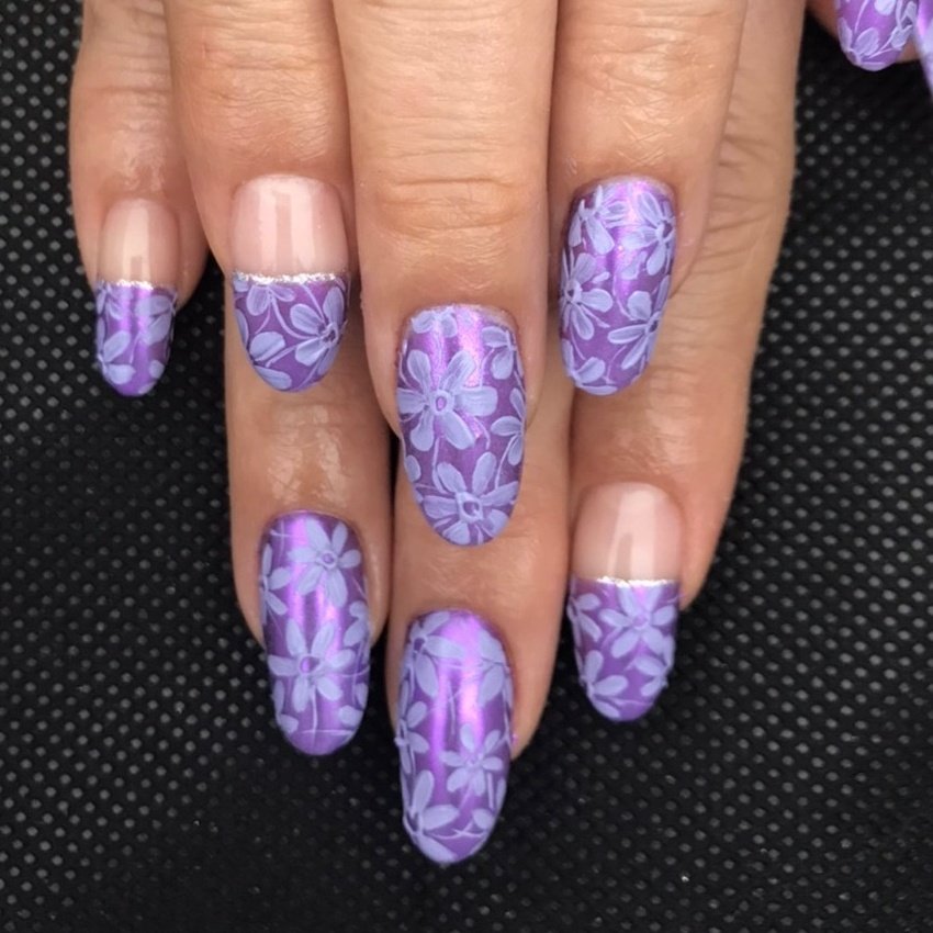 オールシーズン ハンド フラワー ロング パープル Savvyのネイルデザイン No ネイルブック