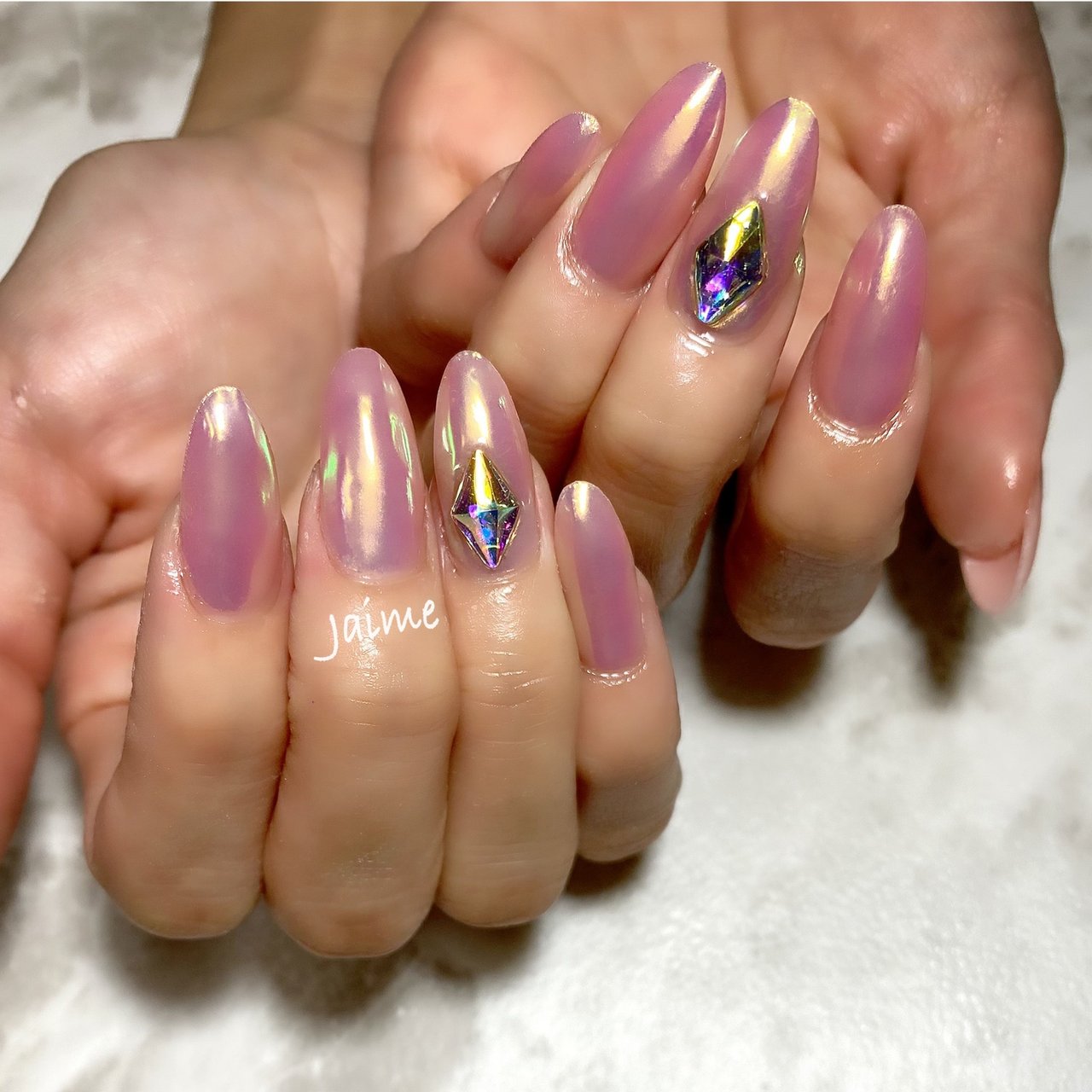 夏 オールシーズン ハンド ワンカラー オーロラ Jaime Nailのネイルデザイン No 555 ネイルブック