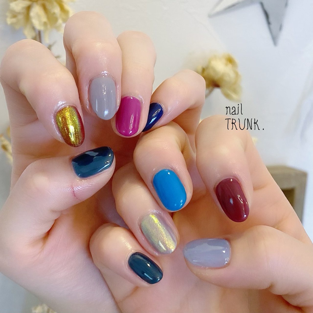 夏 ハンド オーロラ ネイビー ボルドー Nail Trunkのネイルデザイン No ネイルブック