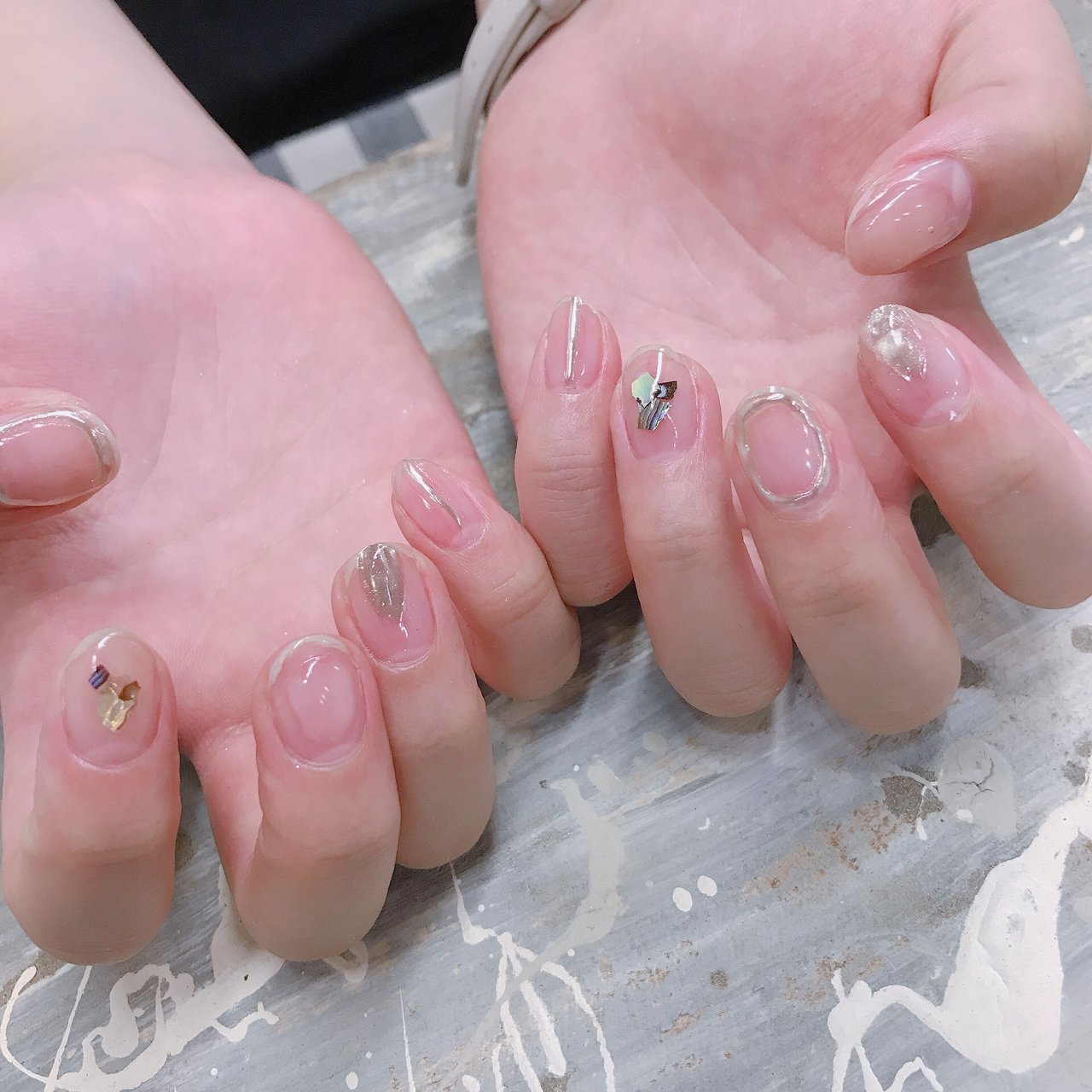 オールシーズン ハンド シンプル シースルー ニュアンス Verba Matsudo Nail Eyeworksのネイル デザイン No ネイルブック