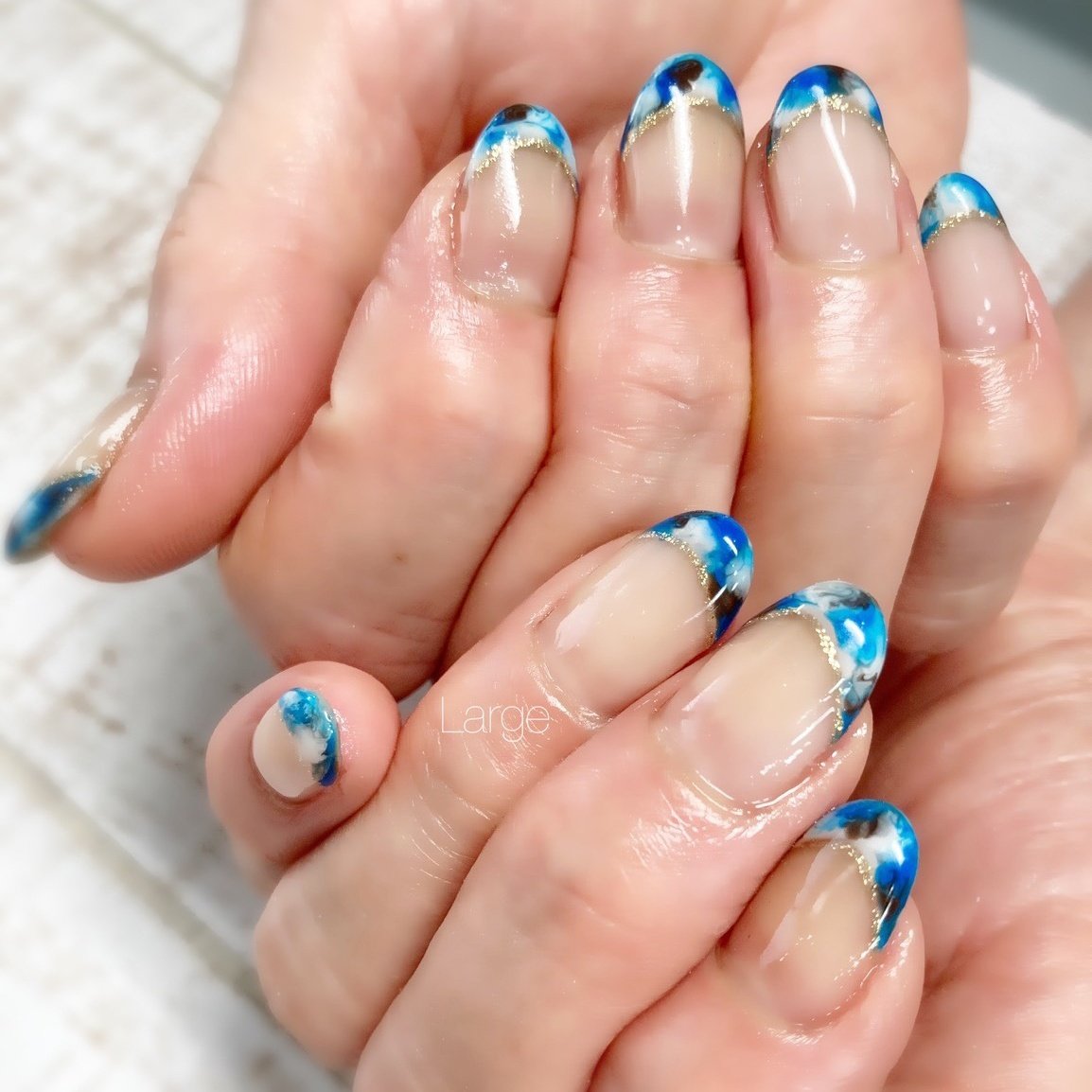 夏 海 オフィス ハンド フレンチ Largeのネイルデザイン No ネイルブック