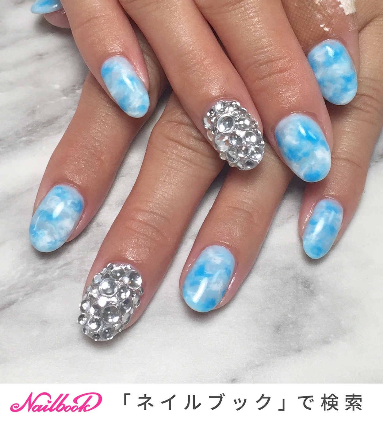 人気順 水色マーブルネイルのネイルデザイン ネイルブック
