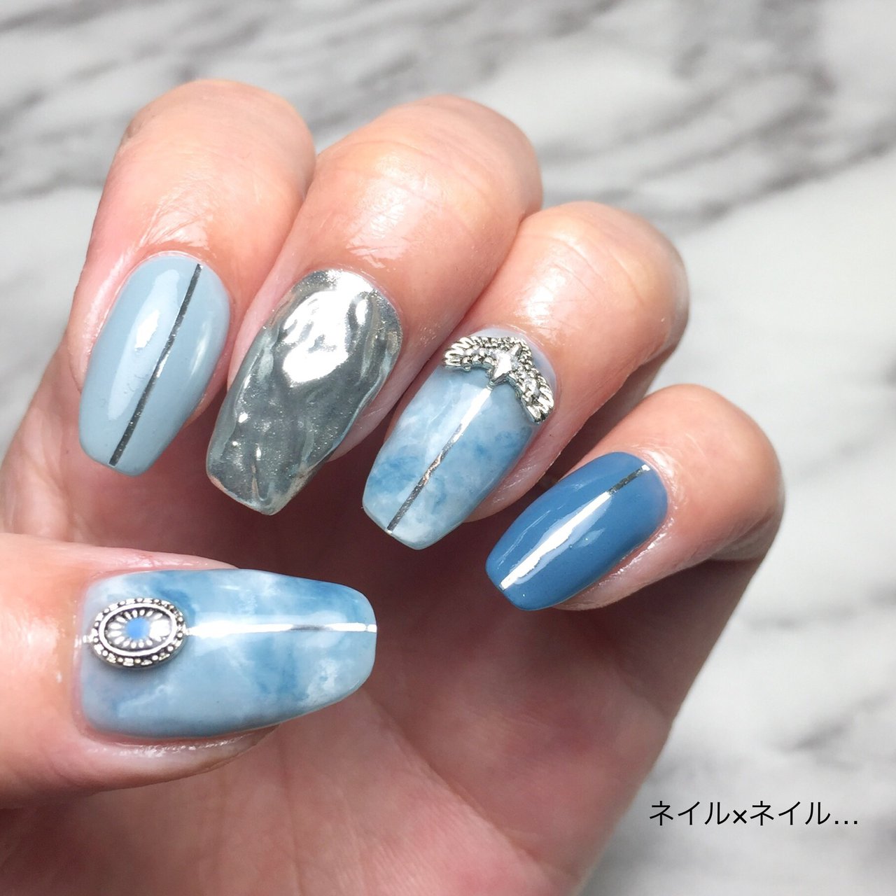 夏 秋 3d タイダイ ミラー Yukinaのネイルデザイン No ネイルブック