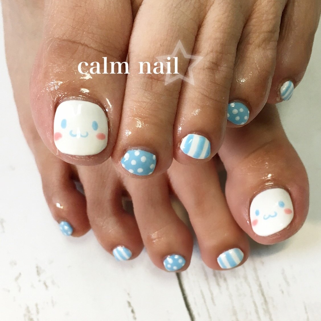 オールシーズン フット キャラクター ストライプ ドット Calm Nailのネイルデザイン No ネイルブック