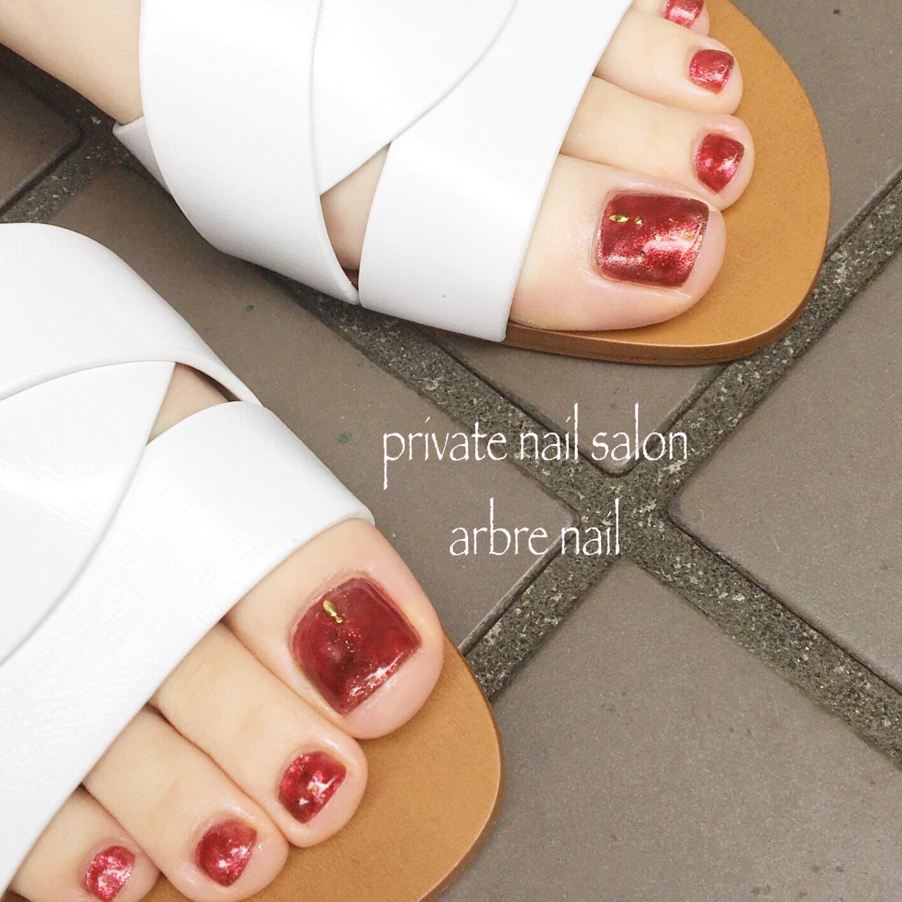 フット ニュアンス べっ甲 レッド ボルドー Namiyamaのネイルデザイン No ネイルブック