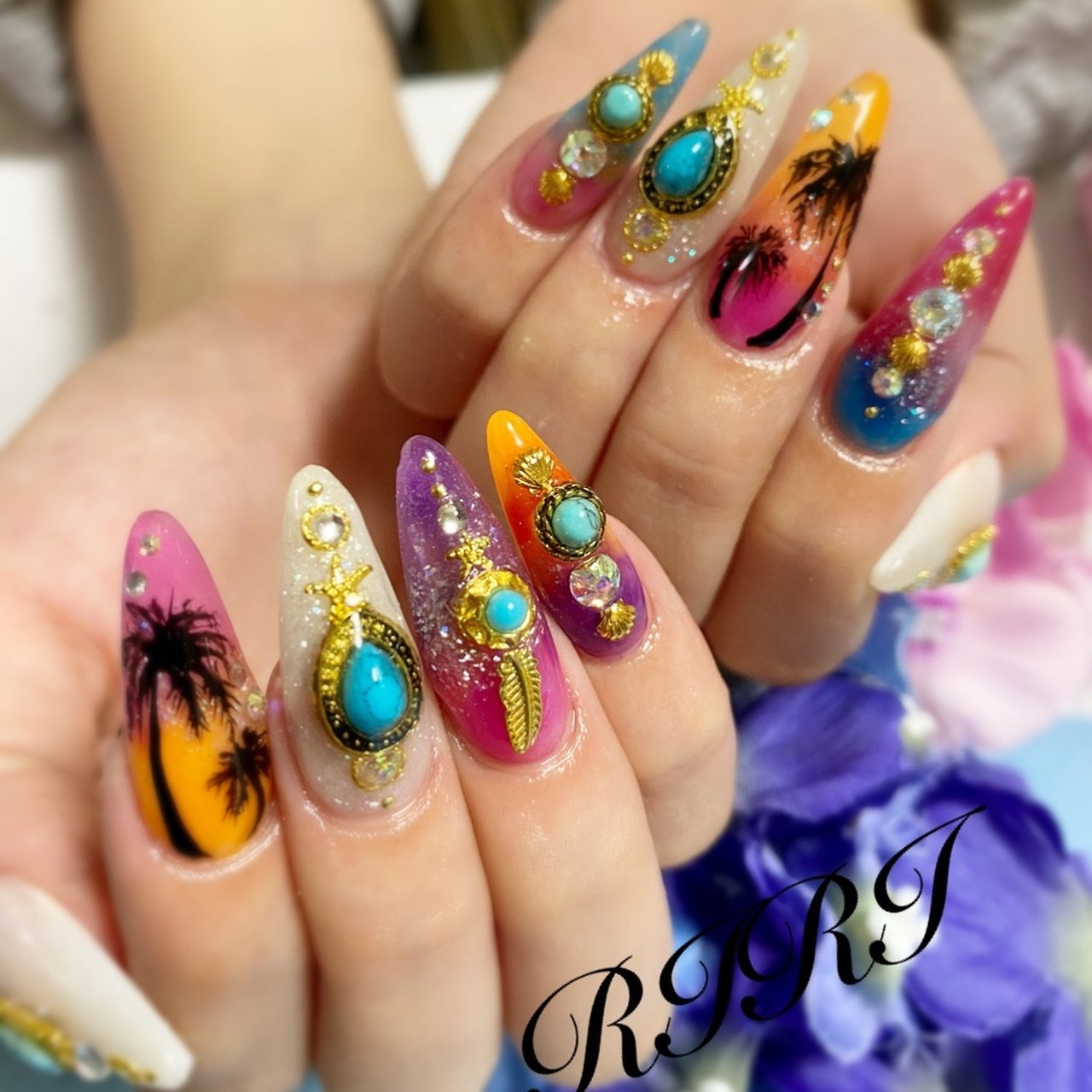 夏 海 リゾート 浴衣 ハンド Yukinaのネイルデザイン No ネイルブック