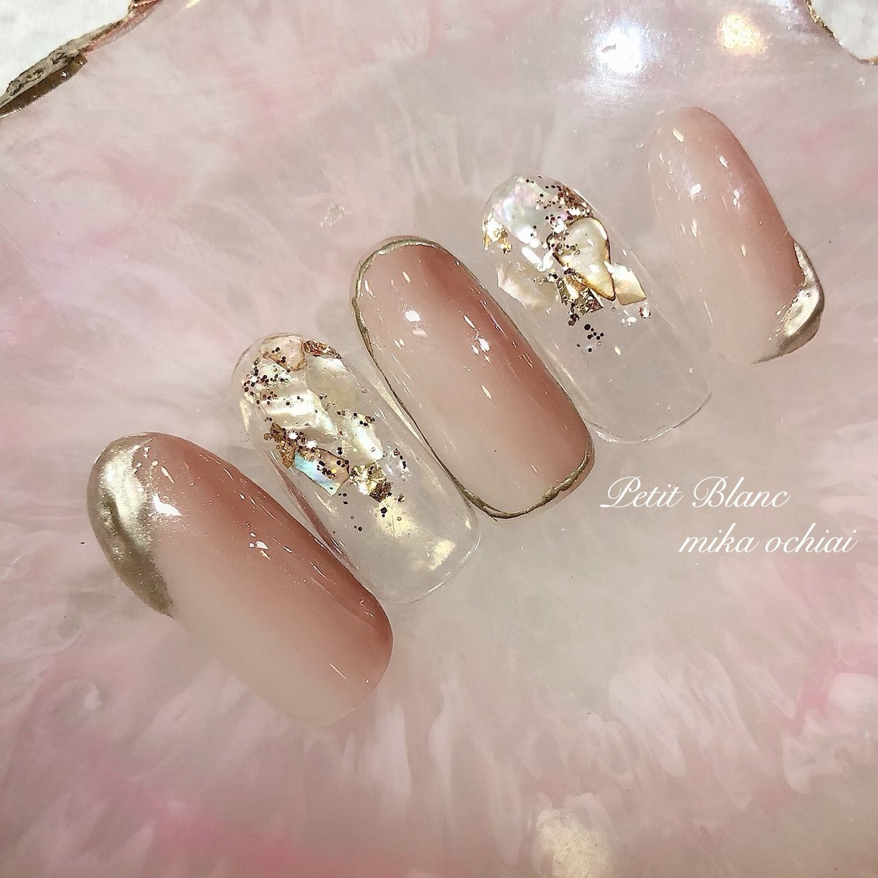夏 秋 ハンド グラデーション シェル Mika Ochiaiのネイルデザイン No ネイルブック