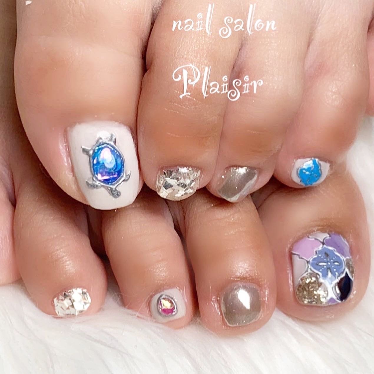 夏 海 リゾート フット ホログラム 日野市nail Salon Plaisir プレジール のネイルデザイン No ネイルブック