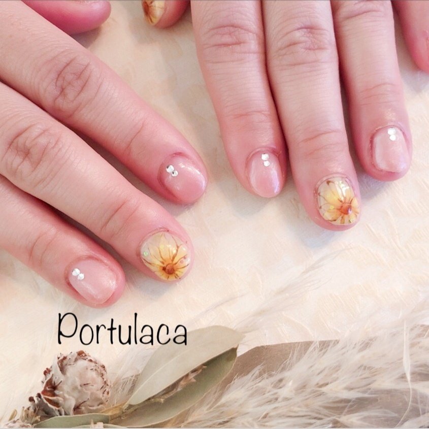 グラデーション フラワー ピンク イエロー グリーン Portulacaのネイルデザイン No ネイルブック