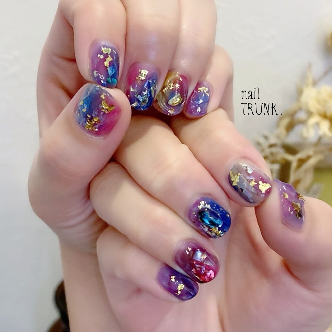 夏 ハンド ニュアンス マーブル ピンク Nail Trunkのネイルデザイン No ネイルブック