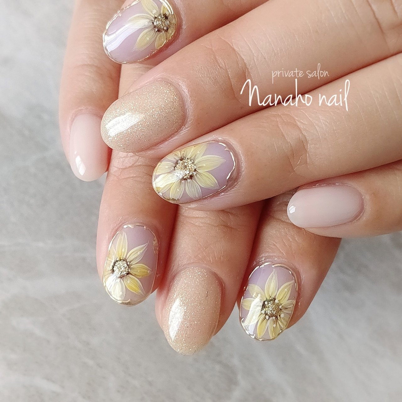 夏 デート ハンド フラワー ミラー Nanaho Nail 大阪府八尾市 のネイルデザイン No 557 ネイルブック