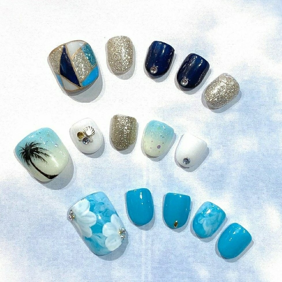 夏 海 リゾート 浴衣 フット Heartynailのネイルデザイン No ネイルブック