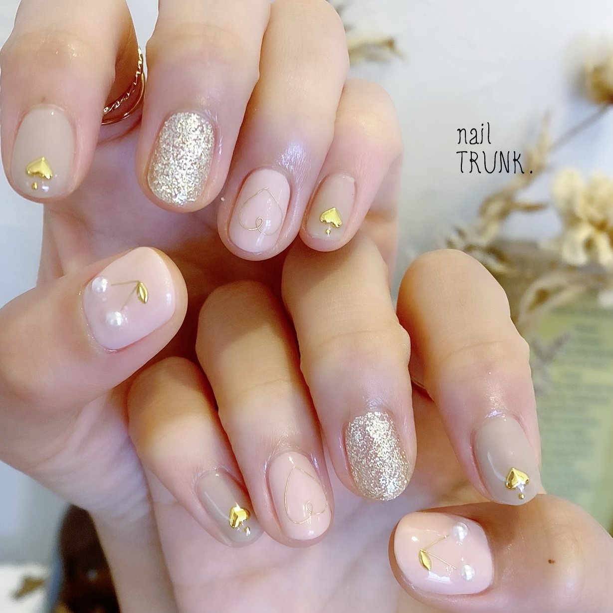 オールシーズン ハンド パール ハート ワイヤー Nail Trunkのネイルデザイン No ネイルブック