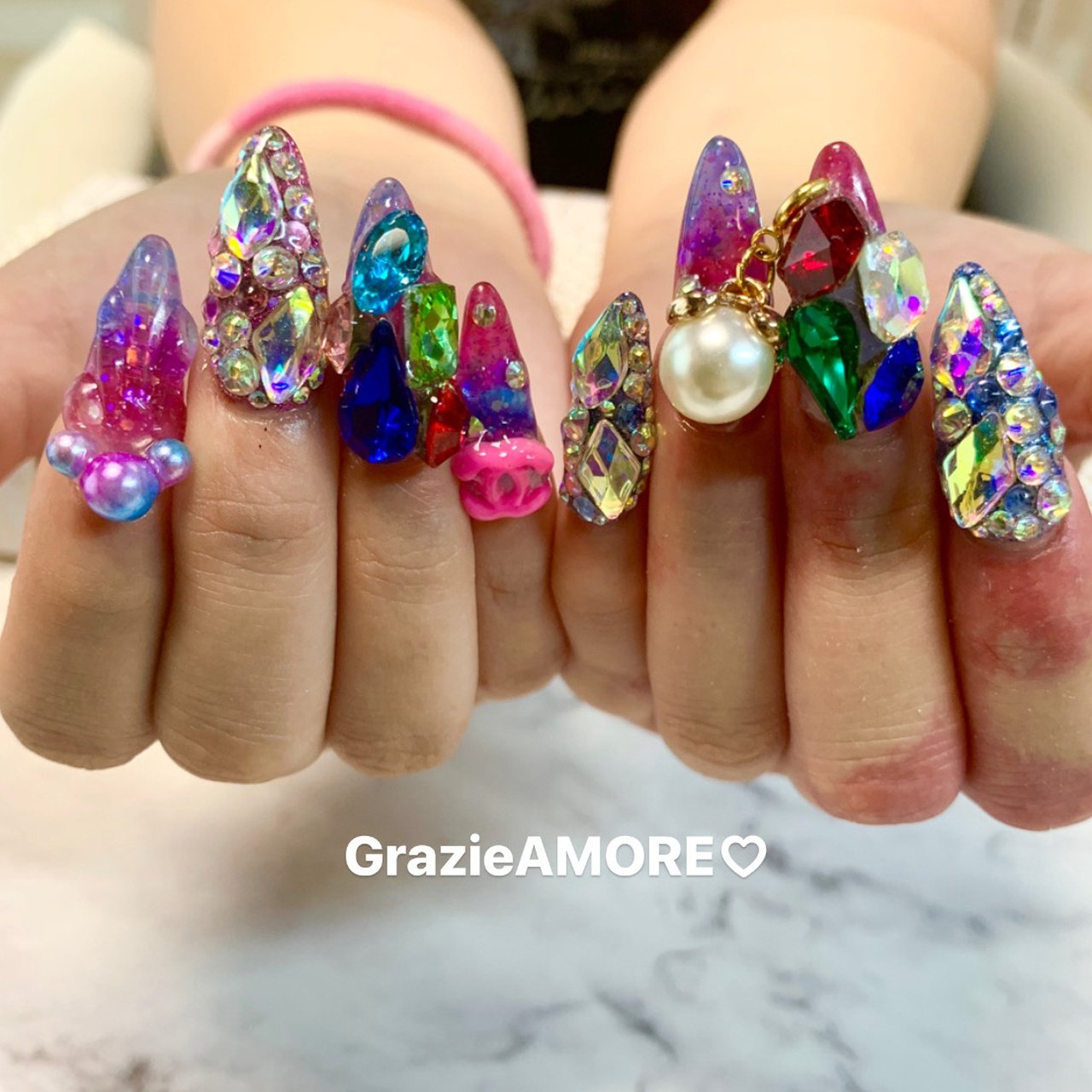 ハンド グラデーション ロング スカルプチュア Grazie Amoreのネイルデザイン No ネイルブック