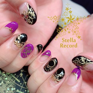 パープル ブラック ゴージャスネイルのネイルデザイン ネイルブック