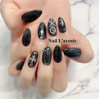 おすすめ順｜ワンカラー/#クロムハーツ風ネイルのネイルデザイン