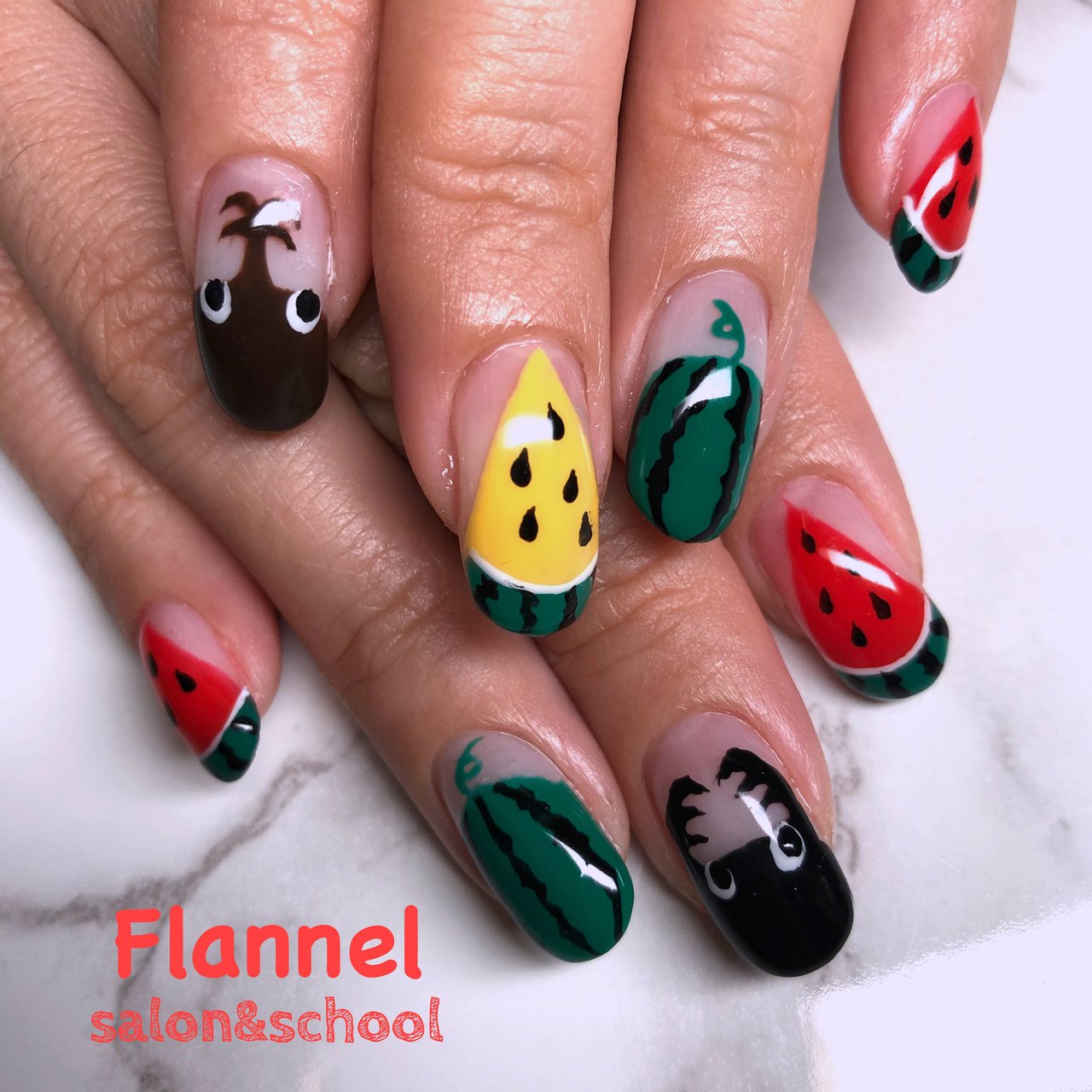 夏 ハンド 変形フレンチ キャラクター フルーツ Yoko28のネイルデザイン No ネイルブック