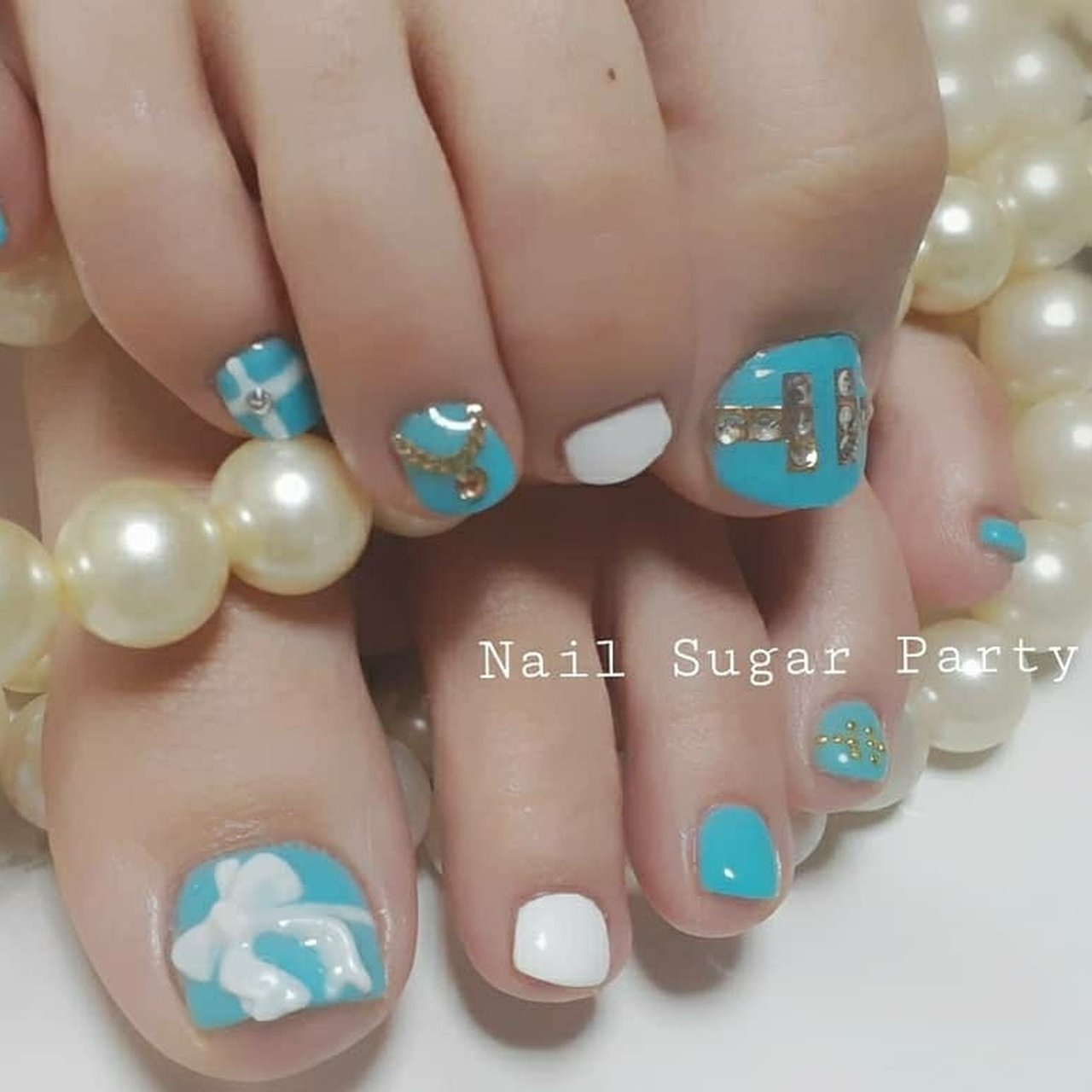 フット ターコイズ Nail Sugar Party ﾈｲﾙｼｭｶﾞｰﾊﾟｰﾃｨ のネイルデザイン No ネイルブック