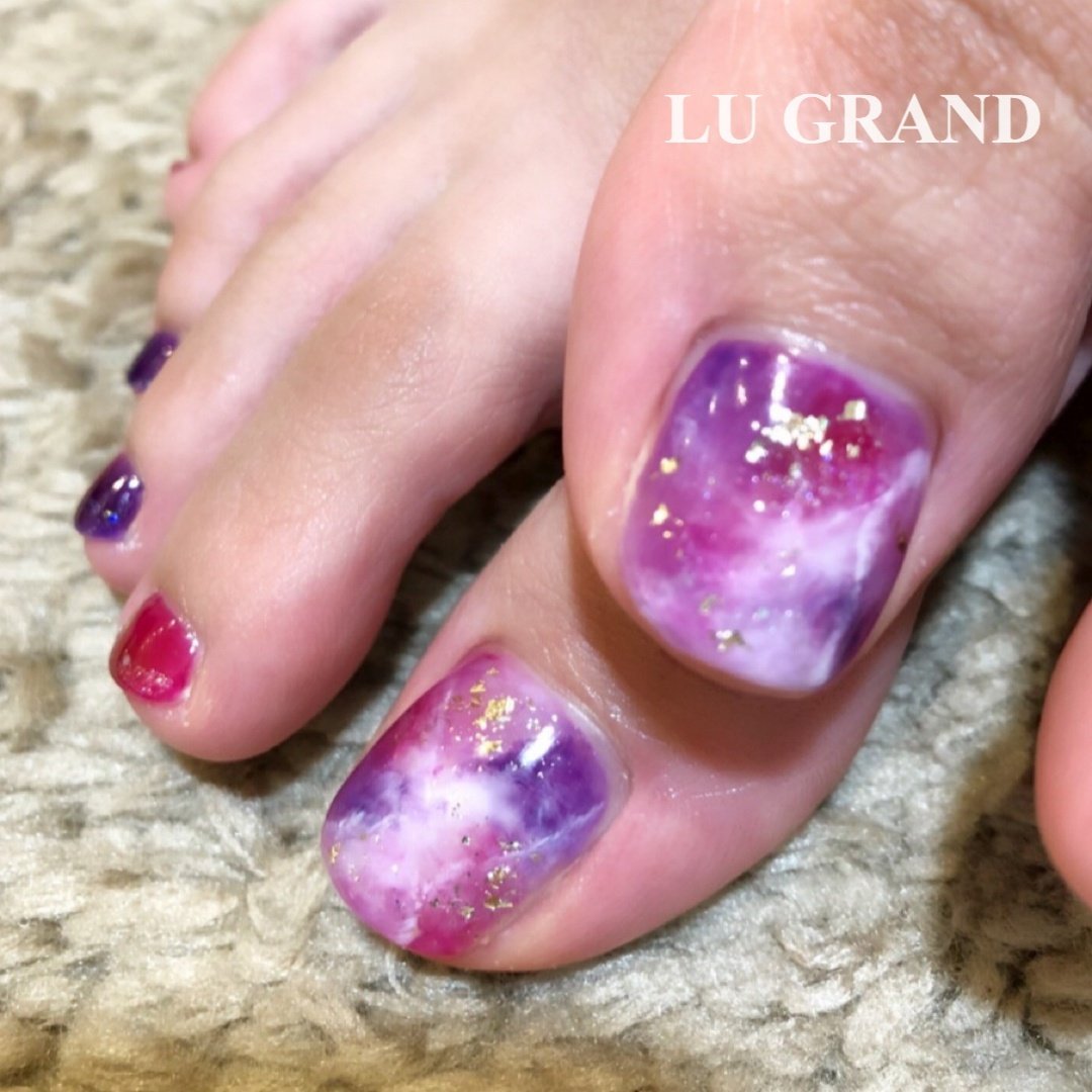 フット ワンカラー 大理石 ニュアンス ギャラクシー Lu Grand ル グランのネイルデザイン No ネイルブック