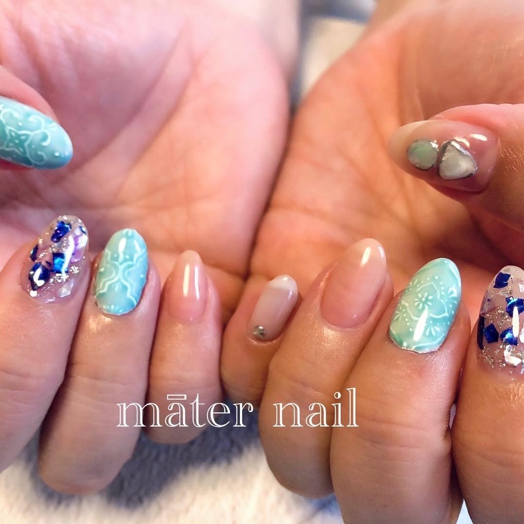 夏 オールシーズン 旅行 海 ハンド Maternailのネイルデザイン No ネイルブック