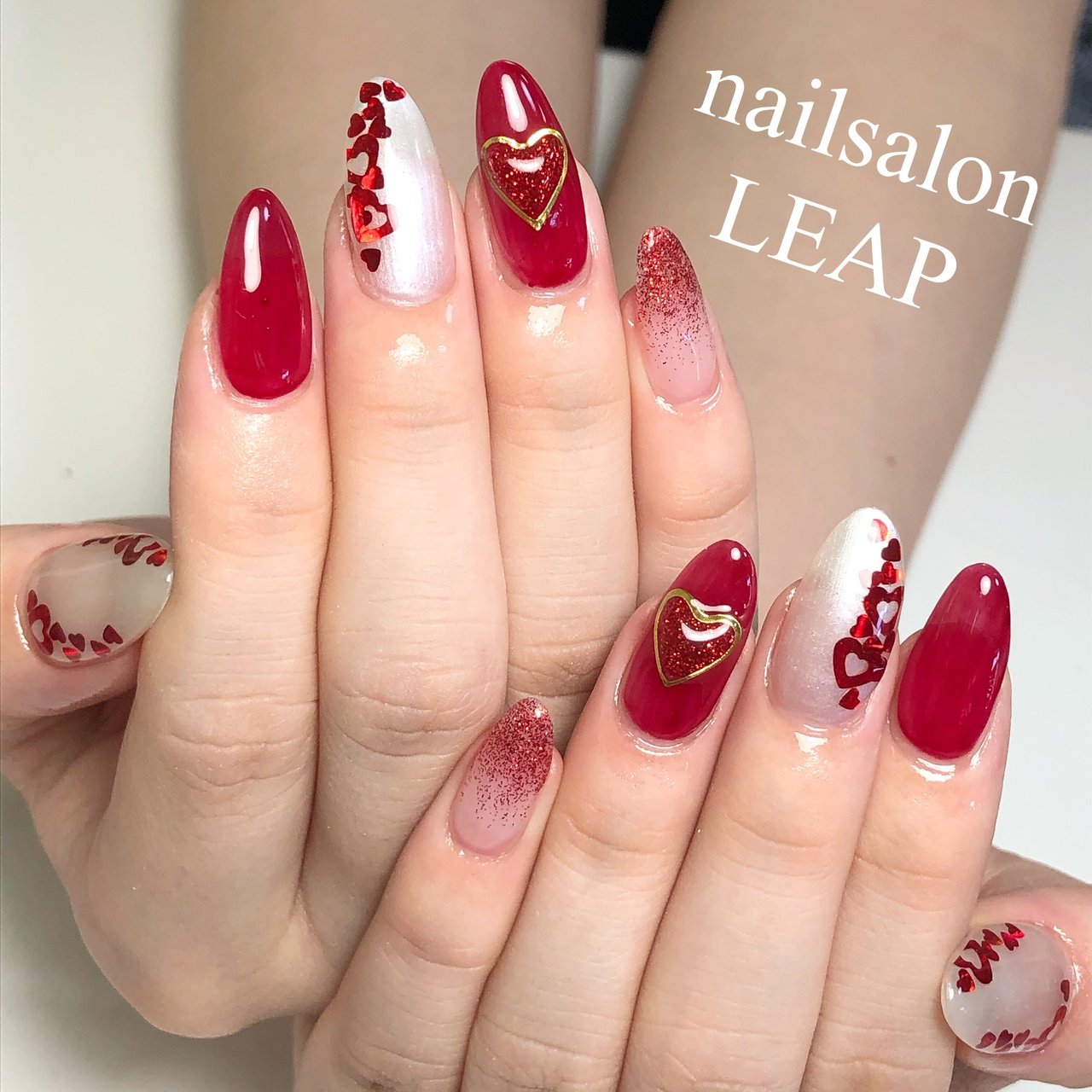 パーティー デート 女子会 ホワイト レッド Nailsalon Leapのネイルデザイン No ネイルブック