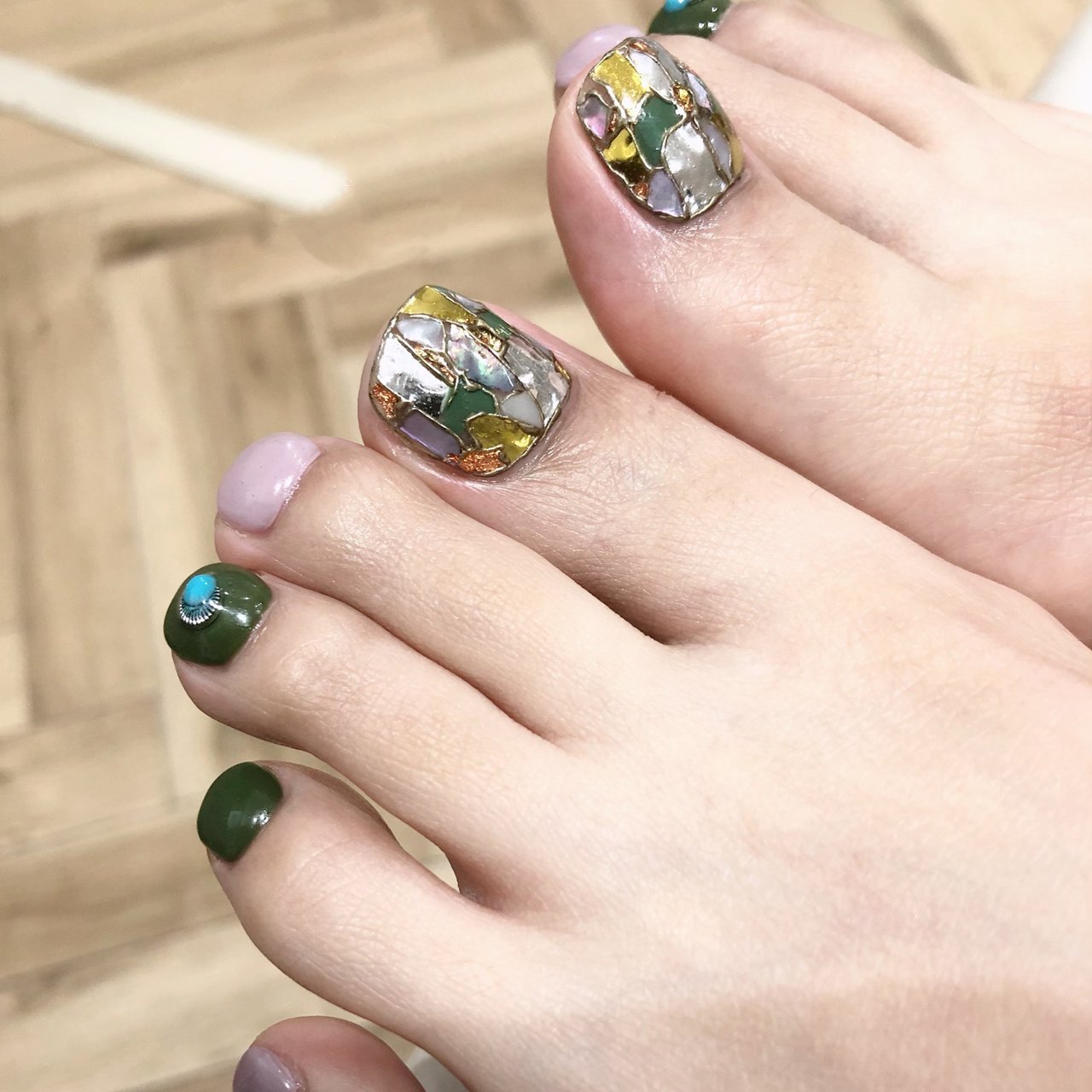 フット グリーン パープル スモーキー Yunaのネイルデザイン No ネイルブック