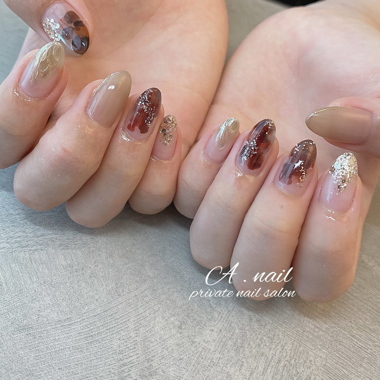 秋 オールシーズン ハンド ラメ ニュアンス A Nail Private Nailsalon のネイルデザイン No 551 ネイルブック
