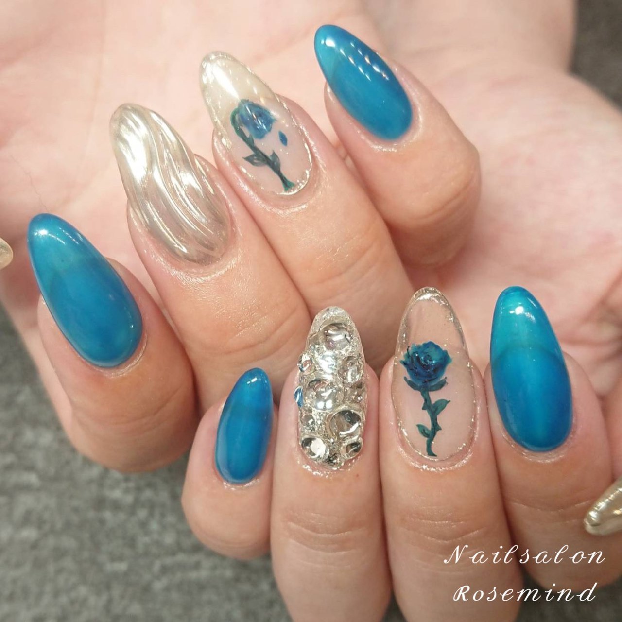 夏 ハンド フラワー ニュアンス ミラー Nail Rosemindのネイルデザイン No ネイルブック