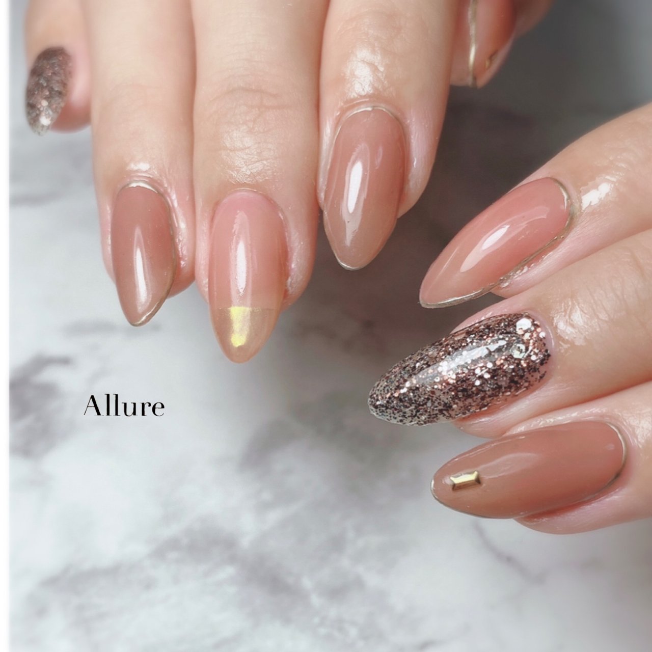 ピンク ゴールド メタリック ジェルネイル お客様 Allure アリュール 京都のネイルデザイン No ネイルブック