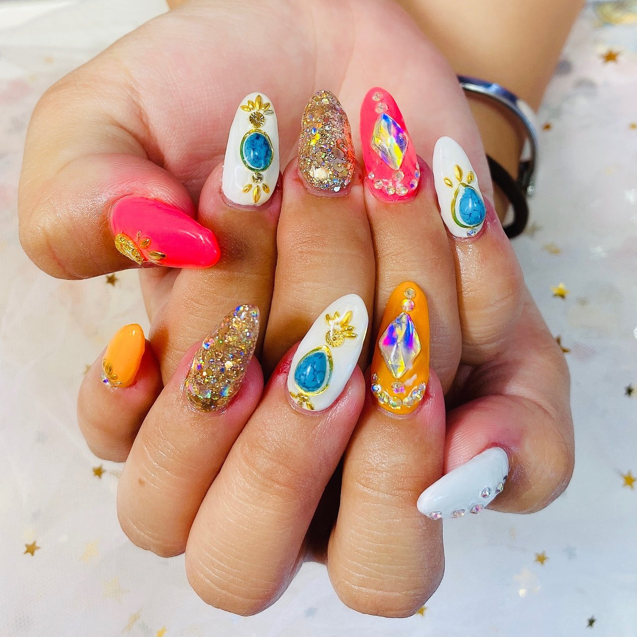 ホワイト ピンク ターコイズ パンダ Nail 川崎のネイルデザイン No ネイルブック