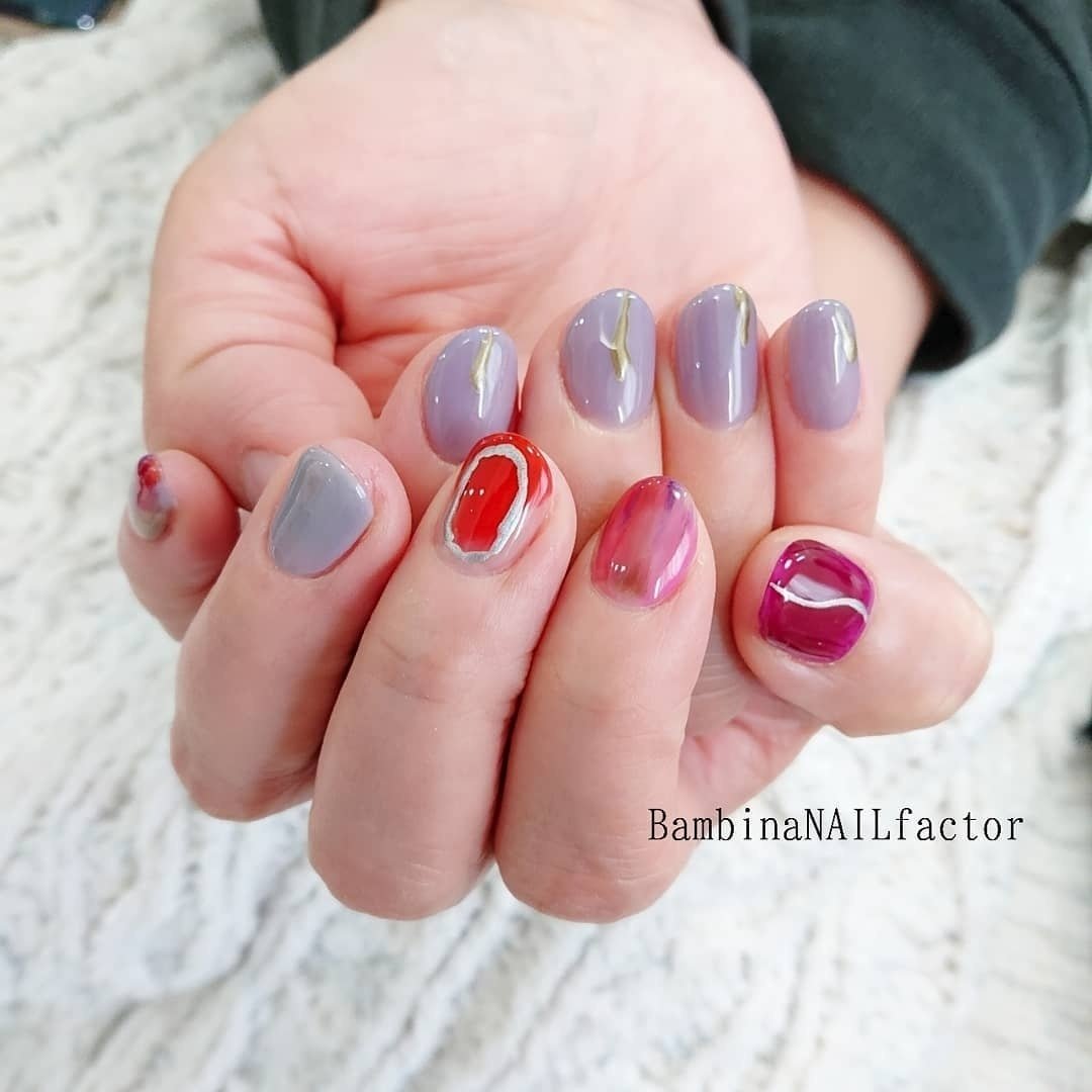 オールシーズン ハンド ニュアンス ショート レッド Bambinanailfactorkiyokoのネイルデザイン No ネイル ブック