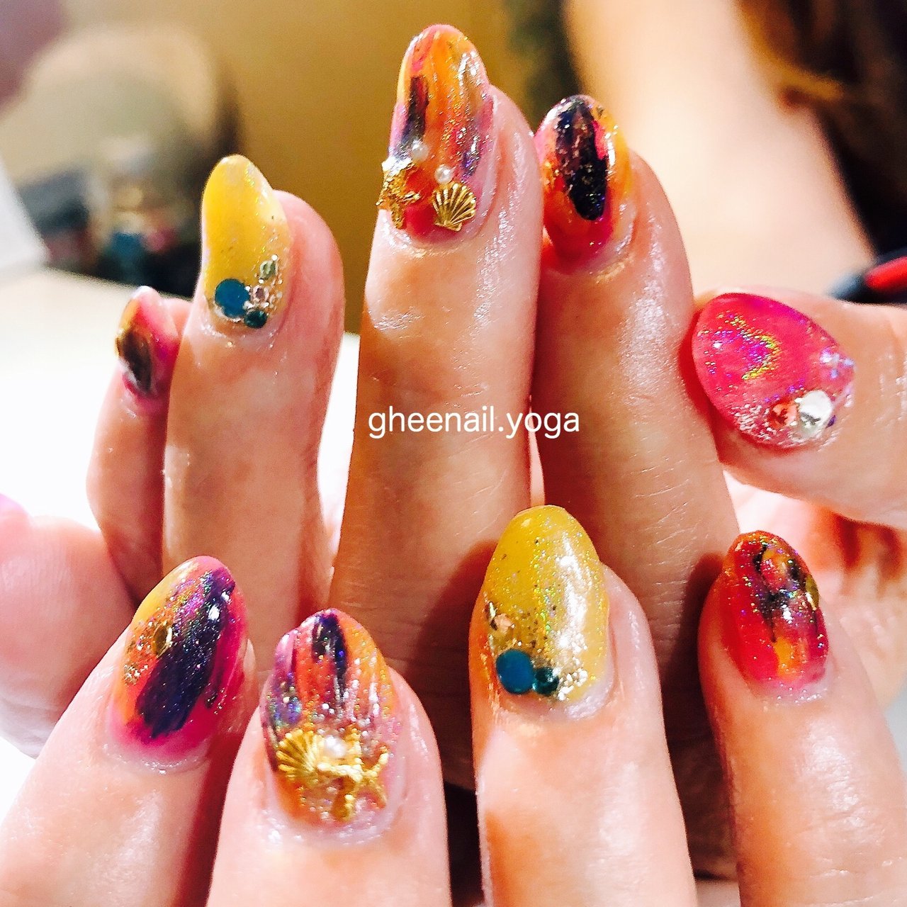 夏 秋 スポーツ 女子会 ハンド Gheenail Yogaのネイルデザイン No ネイルブック