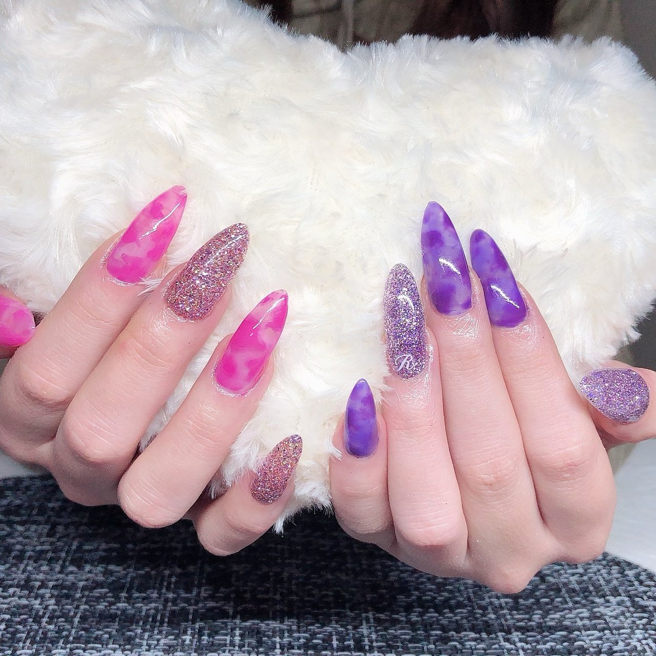 オールシーズン ハンド ラメ タイダイ スーパーロング Grace Nail Laboのネイルデザイン No ネイルブック