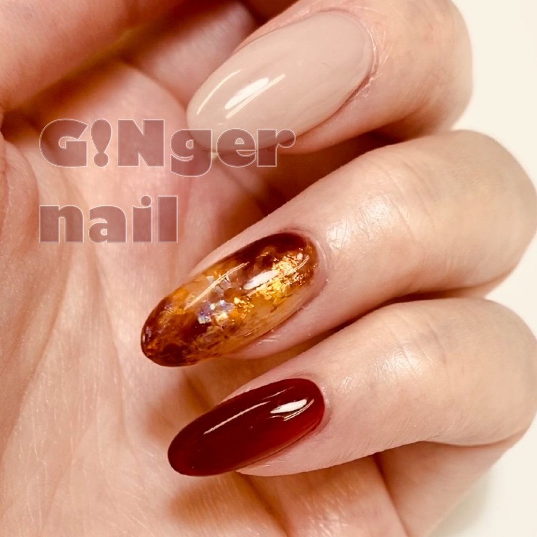 秋 冬 オフィス パーティー ハンド Ginger Nail 代々木 ジンジャーネイルのネイルデザイン No ネイルブック