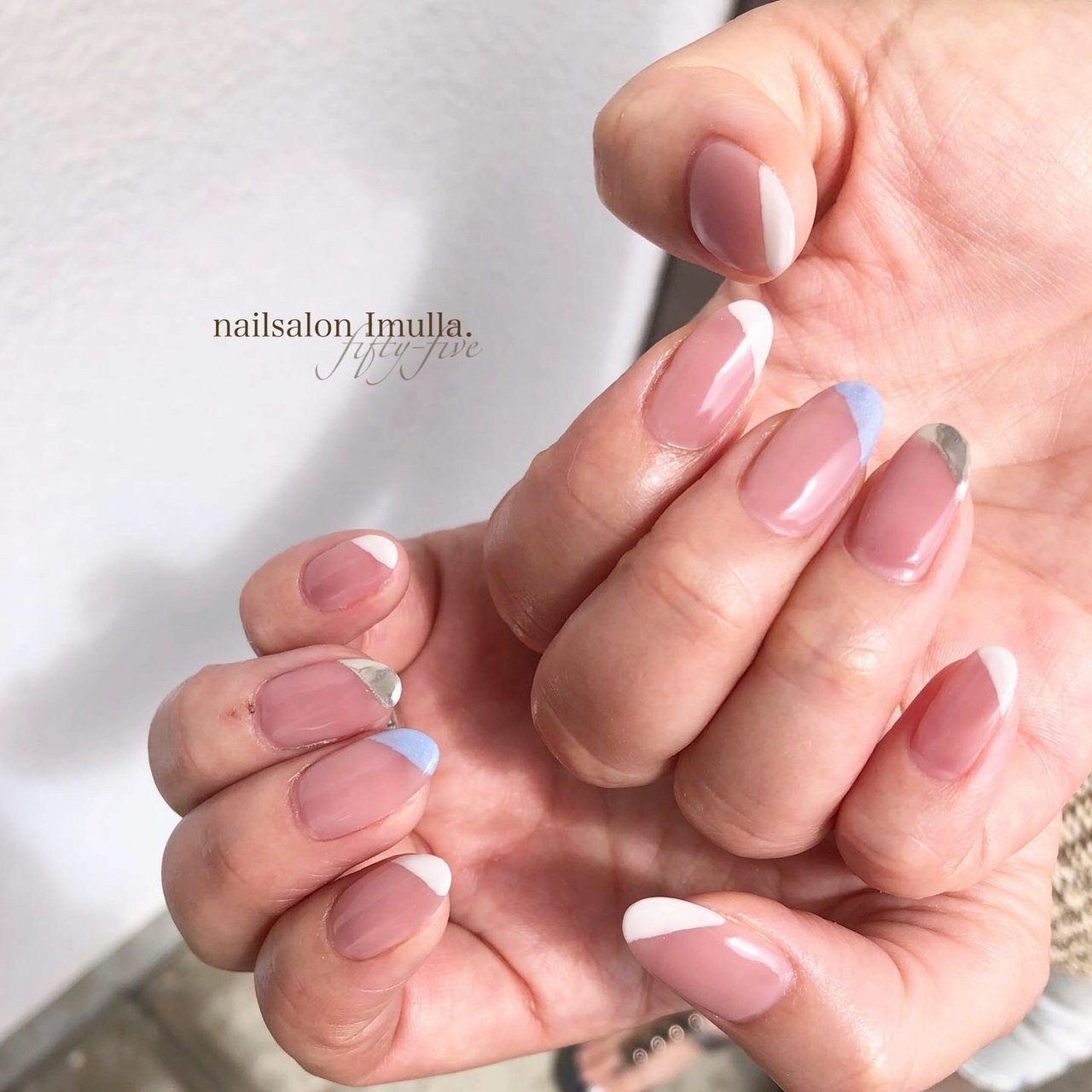 夏 冬 ハンド シンプル 変形フレンチ Nail Salon Imulla 55のネイルデザイン No ネイルブック