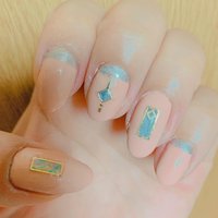 ピンク 水色 マニキュアのネイルデザイン ネイルブック