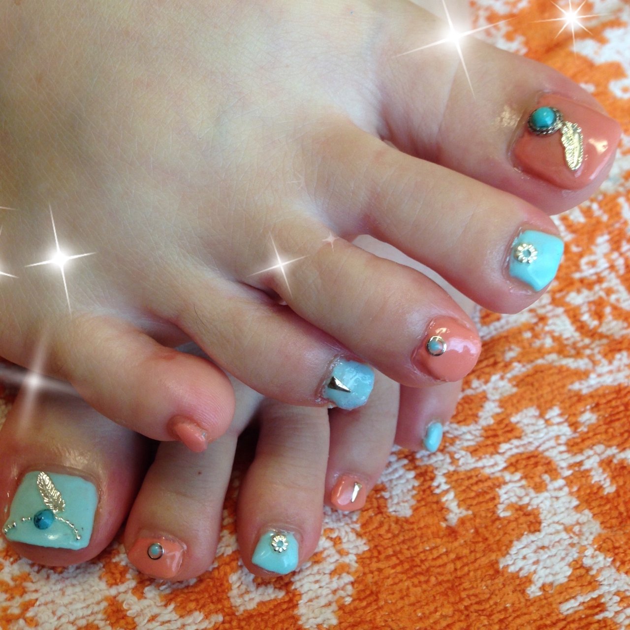 ピンク グリーン 水色 ペディキュア お客様 Nail Mのネイルデザイン No ネイルブック