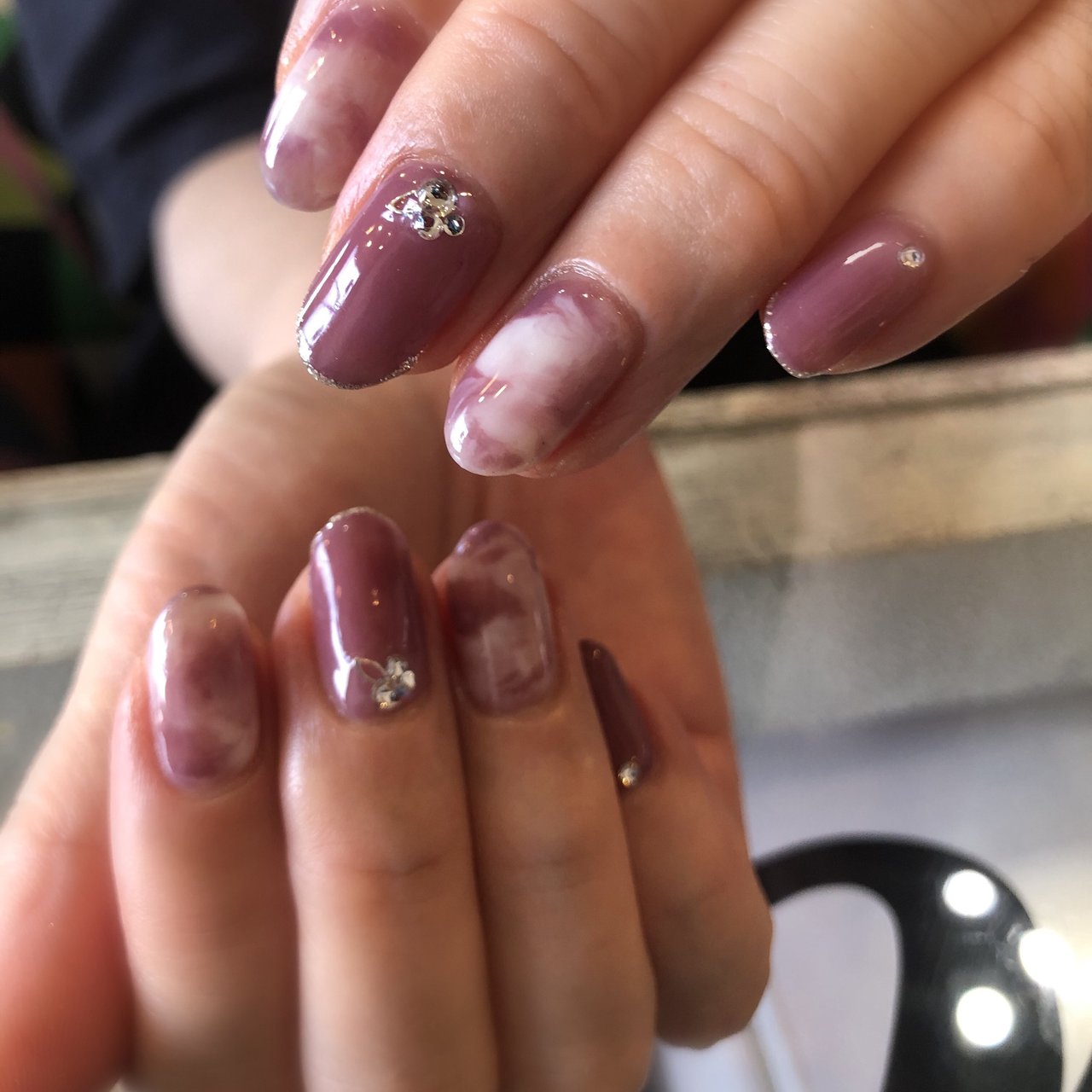 ハンド マーブル ショート ピンク ボルドー 宮城県 石巻 ロージーネイル Rosy Nail Pupuu Rosyのネイル デザイン No ネイルブック