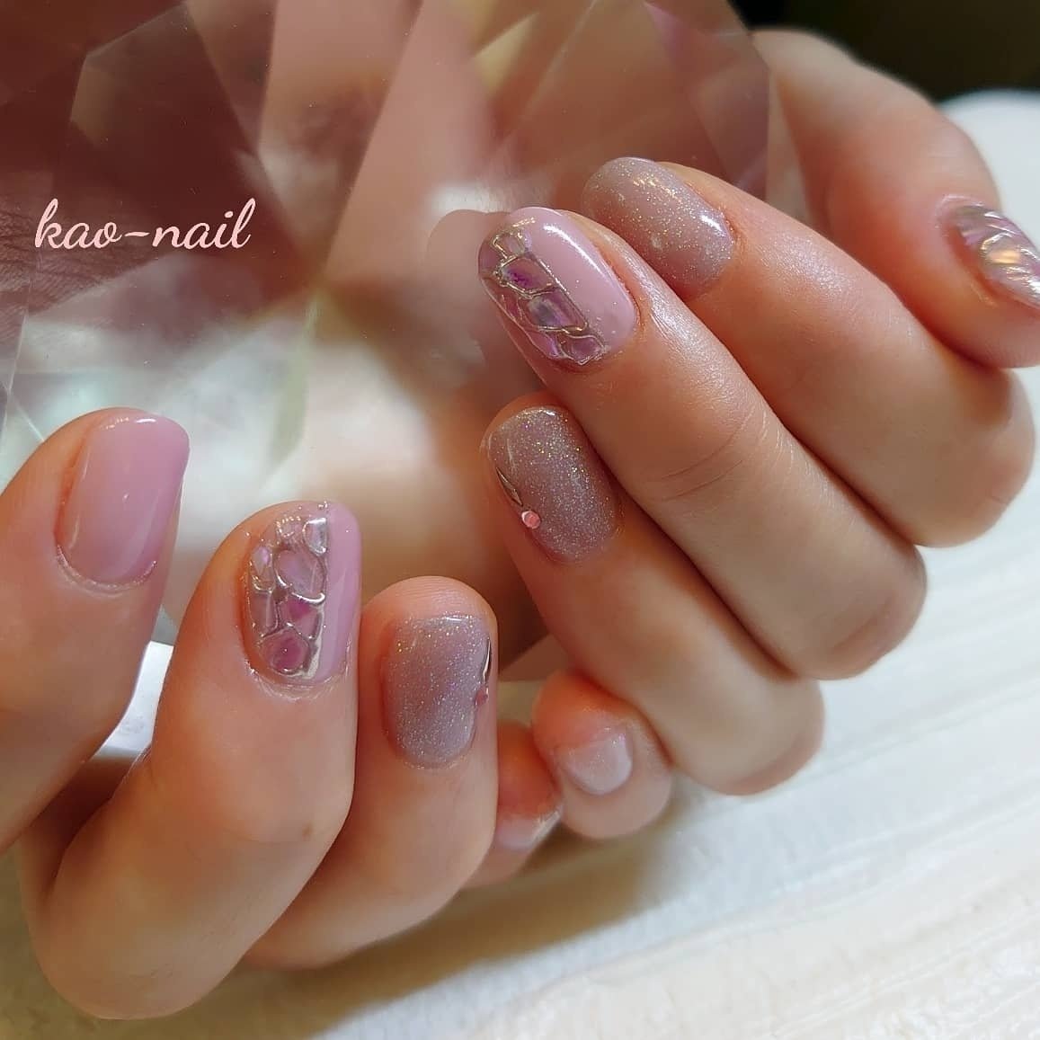 オールシーズン オフィス ハンド ラメ ワンカラー Kao Nailのネイルデザイン No ネイルブック