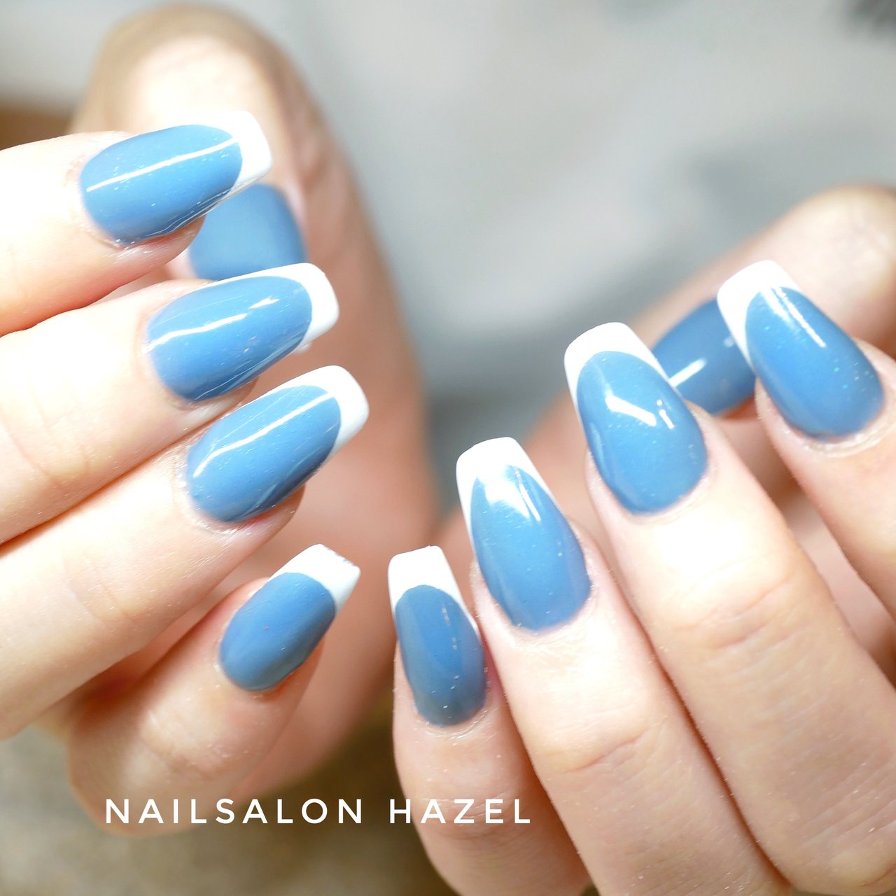 オールシーズン ハンド シンプル フレンチ ミディアム Nailsalon Hazelのネイルデザイン No ネイルブック