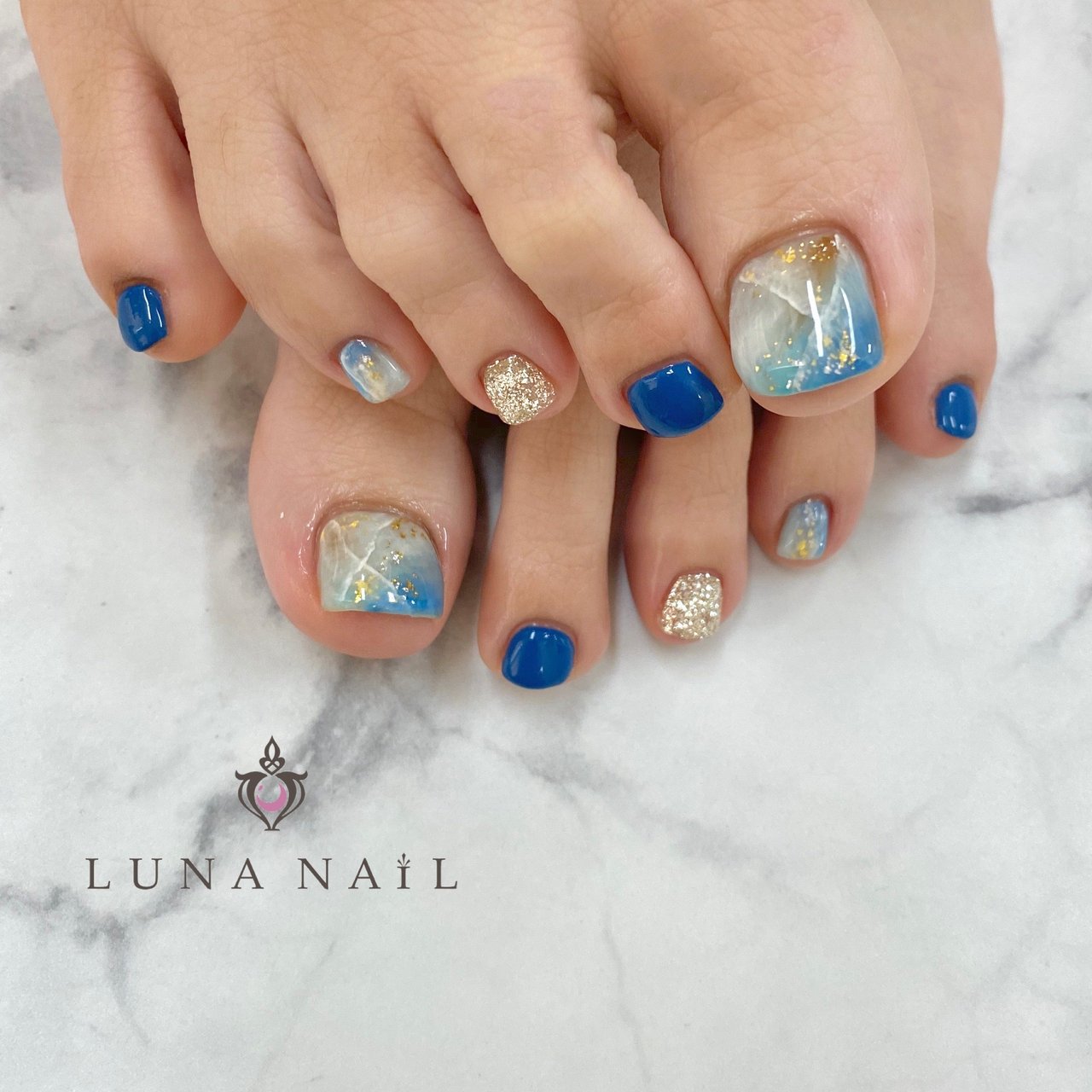 夏 海 リゾート フット ワンカラー Luna Nail のネイルデザイン No ネイルブック