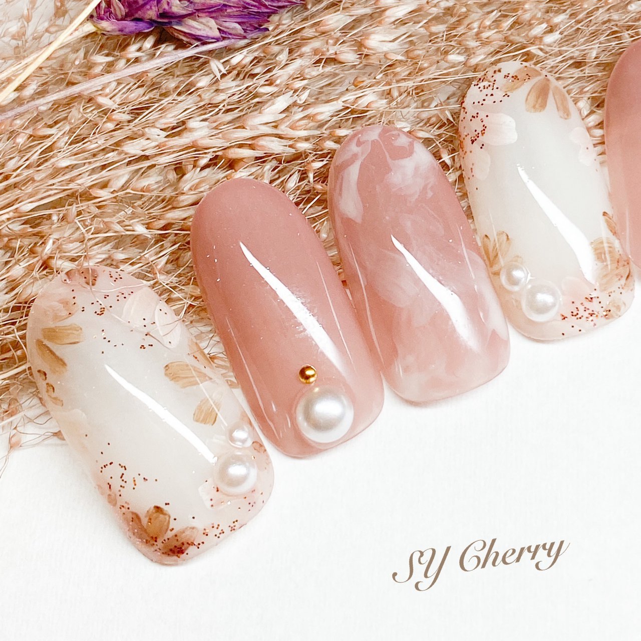 オールシーズン ハンド シンプル ワンカラー フラワー Nail Salon Sy Cherryのネイルデザイン No ネイル ブック