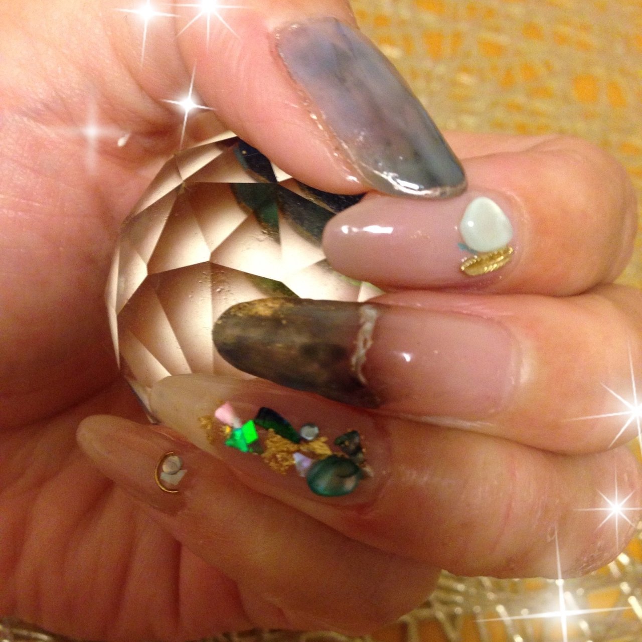 ハンド ホワイト ブルー グレージュ ジェル Nail Mのネイルデザイン No ネイルブック